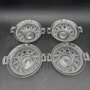 Vtg Handled Bowls 7.25" Cape Cod by Imperial Glass Ohio Glassware Set of 4